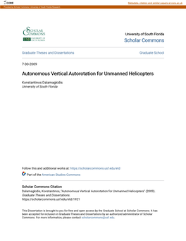 Autonomous Vertical Autorotation for Unmanned Helicopters