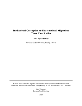 Institutional Corruption and International Migration: Three Case Studies