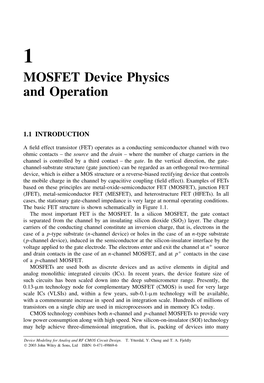 MOSFET Device Physics and Operation