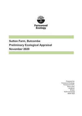 Sutton Farm, Butcombe Preliminary Ecological Appraisal November 2020