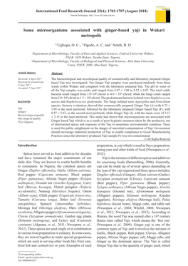 Some Microorganisms Associated with Ginger-Based Yaji in Wukari Metropolis