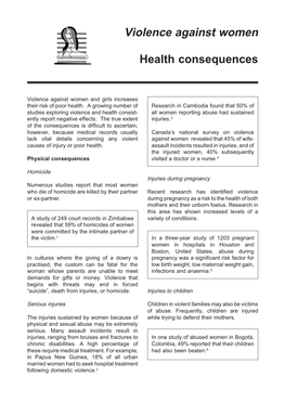 Violence Against Women Health Consequences