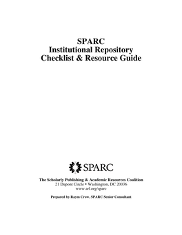 SPARC Institutional Repository Checklist & Resource Guide