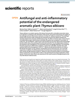 Antifungal and Anti-Inflammatory Potential of the Endangered