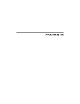 Programming Perl, 3Rd Edition