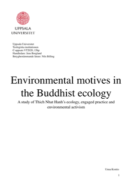 Environmental Motives in the Buddhist Ecology a Study of Thich Nhat Hanh’S Ecology, Engaged Practice and Environmental Activism