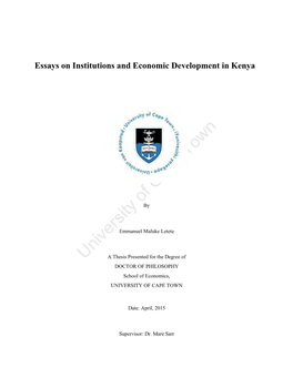 Essays on Institutions and Economic Development in Kenya