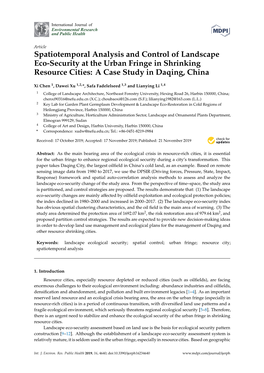 Spatiotemporal Analysis and Control of Landscape Eco-Security at the Urban Fringe in Shrinking Resource Cities: a Case Study in Daqing, China