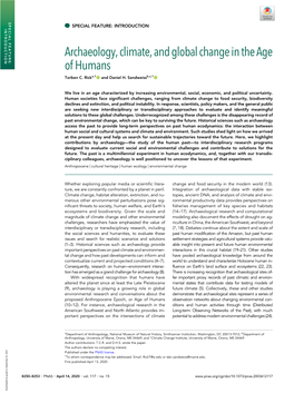 Archaeology, Climate, and Global Change in the Age of Humans Torben C