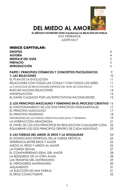 DEL MIEDO AL AMOR EL MÉTODO PATHWORK PARA Transformar LA RELACIÓN DE PAREJA EVA PIERRAKOS JUDITH SALY