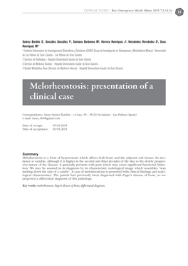 Melorreostosis: Presentación De Un Caso Clínico