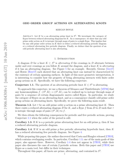 Odd Order Group Actions on Alternating Knots