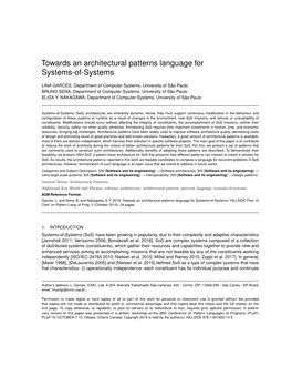 Towards an Architectural Patterns Language for Systems-Of-Systems