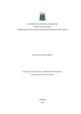 Universidade Federal Fluminense Instituto De Letras Programa De Pós-Graduação Em Estudos De Linguagem