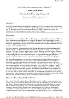 A Viable System Model: Consideration of Knowledge Management