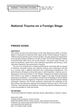 National Trauma on a Foreign Stage