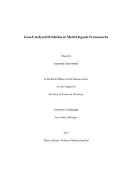 Iron-Catalyzed Oxidation in Metal Organic Frameworks