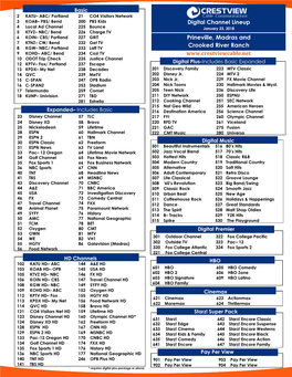 Digital Channel Lineup Prineville, Madras