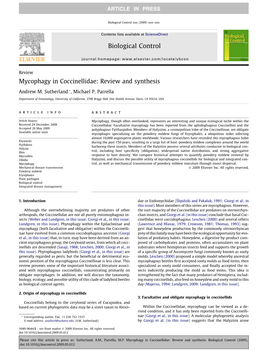 Mycophagy in Coccinellidae: Review and Synthesis