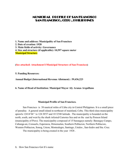 Municipal Profile of San Francisco San Francisco, Cebu , Philippines