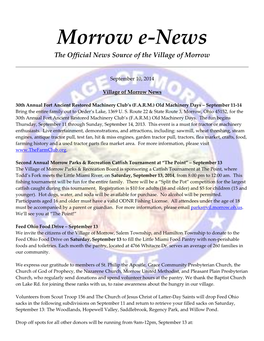 Morrow E-News the Official News Source of the Village of Morrow