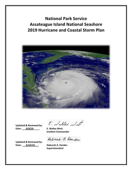 National Park Service Assateague Island National Seashore 2019 Hurricane and Coastal Storm Plan