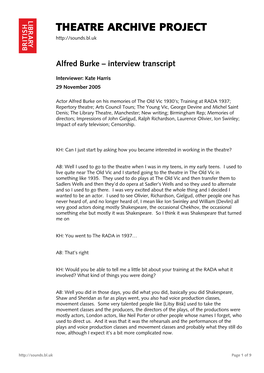 Interview with Alfred Burke