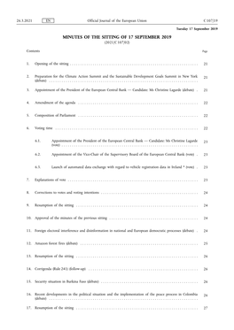 Minutes of the Sitting of 17 September 2019 (2021/C 107/02)