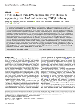 Twist1-Induced Mir-199A-3P Promotes Liver Fibrosis By