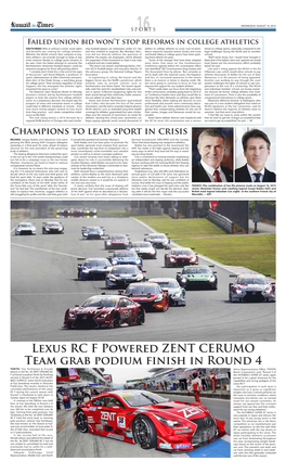 Lexus RC F Powered ZENT CERUMO Team Grab Podium Finish in Round 4