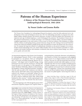Lindee and Radin, Patrons of the Human Experience.Pdf