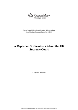A Report on Six Seminars About the UK Supreme Court