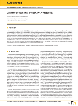 CASE REPORT Can Cryoglobulinemia Trigger ANCA Vasculitis?