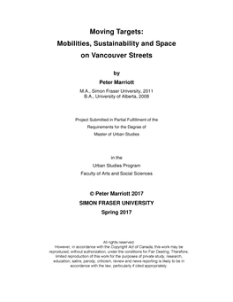 Mobilities, Sustainability and Space on Vancouver Streets