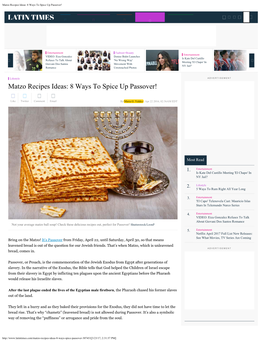 Spice up Passover with These Matzo Recipes