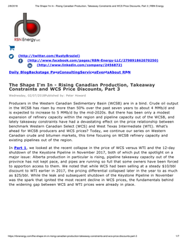 The Shape I'm in - Rising Canadian Production, Takeaway Constraints and WCS Price Discounts, Part 3 | RBN Energy