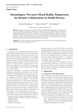 Streamspace: Pervasive Mixed Reality Telepresence for Remote Collaboration on Mobile Devices