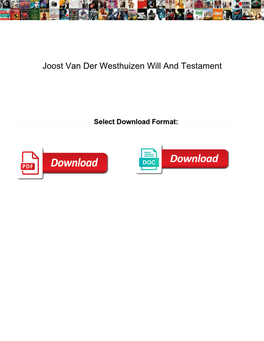 Joost Van Der Westhuizen Will and Testament