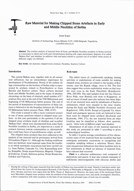 Raw Material for Making Chipped Stone Artefacts in Early and Middle Neolithic of Serbia