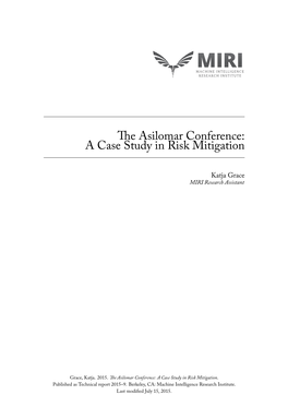 The Asilomar Conference: a Case Study in Risk Mitigation