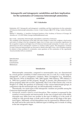 Intraspecific and Intrageneric Variabilities and Their Implication for the Systematics of Cretaceous Heteromorph Ammonites; a Review