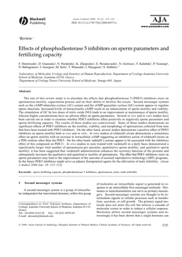 Effects of Phosphodiesterase 5 Inhibitors on Sperm Parameters and Fertilizing Capacity