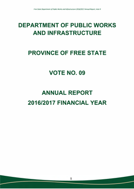 Department of Public Works and Infrastructure Province of Free State