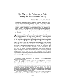 The Market for Paintings in Italy During the Seventeenth Century  FEDERICO ETRO and LAURA PAGANI