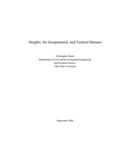 Heights, the Geopotential, and Vertical Datums