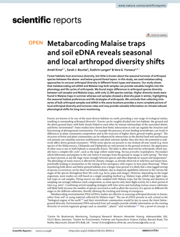 Metabarcoding Malaise Traps and Soil Edna Reveals Seasonal and Local Arthropod Diversity Shifts Ameli Kirse1*, Sarah J