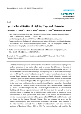 Spectral Identification of Lighting Type and Character