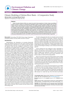 Climate Modeling of Jhelum River Basin - a Comparative Study Mehnaza Akhter* and Ahanger Manzoor Ahmad Department of Civil Engineering, NIT Srinagar, J&K, India