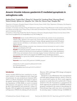 Arsenic Trioxide Induces Gasdermin E Mediated Pyroptosis in Astroglioma Cells