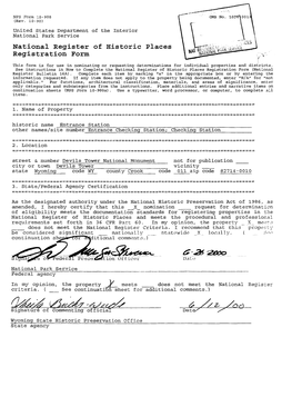 Entrance Station National Register Form Size